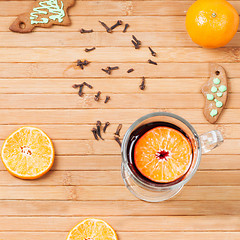 Image showing Traditional mulled wine with spices