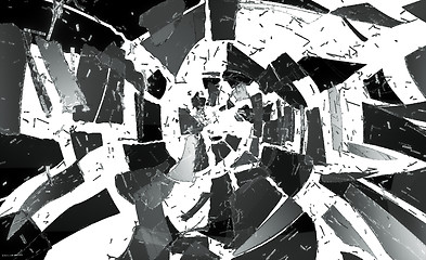 Image showing Pieces of demolished or Shattered glass isolated 