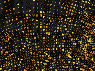 Image showing Pattern with circles in golden rectabgles with bumps on black