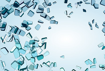 Image showing Pieces of Broken or Shattered blue glass