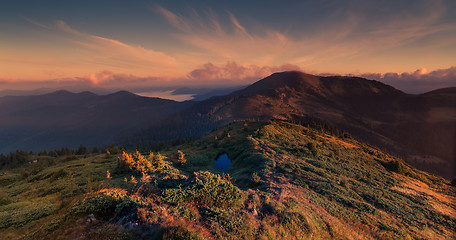 Image showing Sunset in Carpathian Mountains