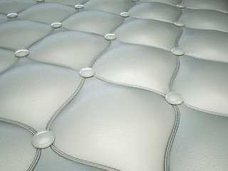 Image showing White stitched leather pattern with buttons and bumps