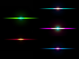 Image showing Set of colorful light spots with lens flare