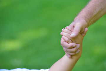 Image showing happy grandfather and child in park