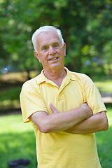 Image showing happy grandfather and child in park