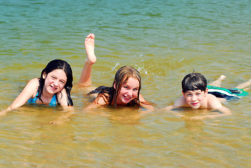 Image showing Children in a lake