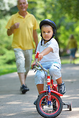 Image showing happy grandfather and child in park