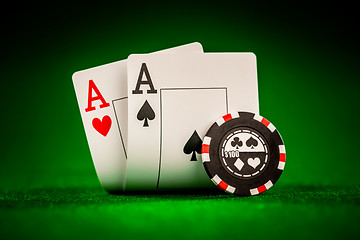 Image showing chips and two aces