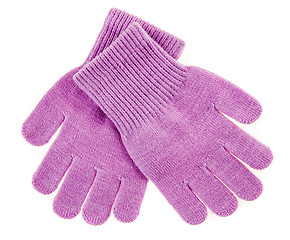 Image showing knitted woolen baby gloves