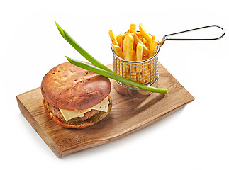 Image showing Burger and french fries