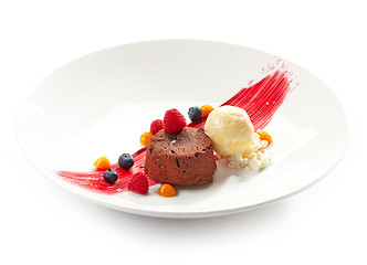 Image showing Chocolate fondant with ice cream