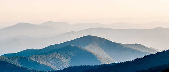 Image showing The simple layers of the Smokies at sunset - Smoky Mountain Nat.