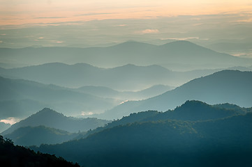 Image showing The simple layers of the Smokies at sunset - Smoky Mountain Nat.