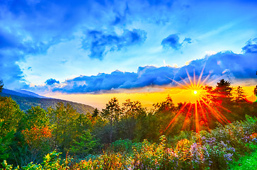 Image showing Blue Ridge Parkway late summer Appalachian Mountains Sunset West