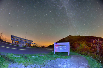 Image showing The Craggy Pinnacle visitors center at night