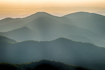 Image showing The simple layers of the Smokies at sunset - Smoky Mountain Nat.