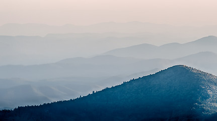 Image showing The simple layers of the Smokies at sunset - Smoky Mountain Nat.