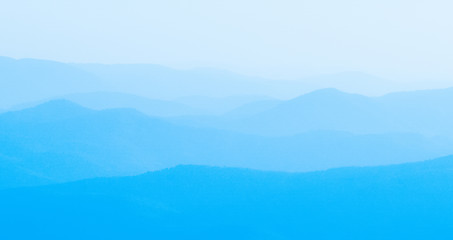 Image showing Panorama  of mountain ridges silhouettes