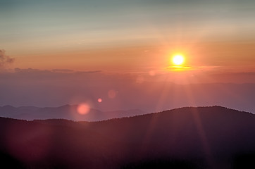 Image showing Blue Ridge Parkway Autumn Sunset over Appalachian Mountains 