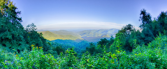 Image showing Blue Ridge Parkway National Park Sunset Scenic Mountains summer 