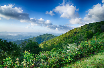 Image showing Sunrise over Blue Ridge Mountains Scenic Overlook 