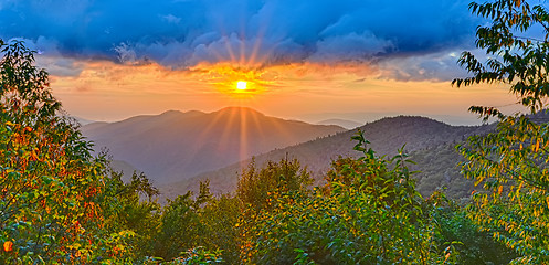 Image showing Blue Ridge Parkway late summer Appalachian Mountains Sunset West