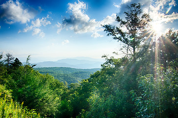 Image showing Sunrise over Blue Ridge Mountains Scenic Overlook 