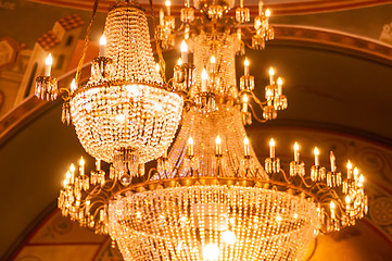 Image showing Chrystal chandelier close-up. Glamour 