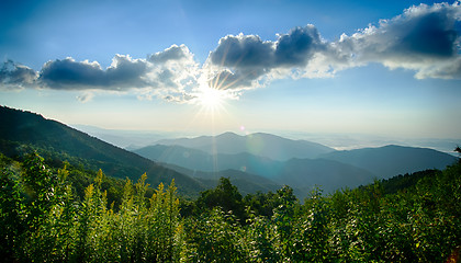 Image showing Sunrise over Blue Ridge Mountains Scenic Overlook 