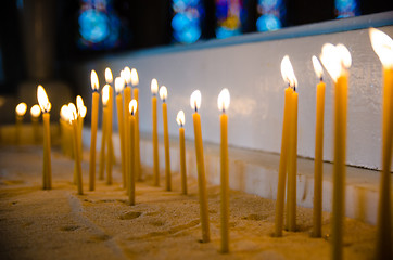 Image showing candles in the Catholic Church, shallow depth of field