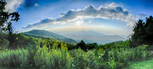 Image showing Sunrise over Blue Ridge Mountains Scenic Overlook 