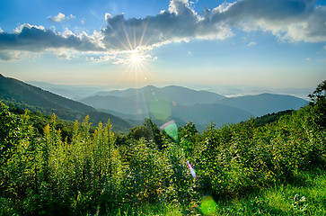 Image showing Sunrise over Blue Ridge Mountains Scenic Overlook 