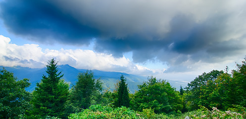 Image showing Sunrise over Blue Ridge Mountains Scenic Overlook 