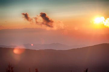 Image showing Blue Ridge Parkway Autumn Sunset over Appalachian Mountains 