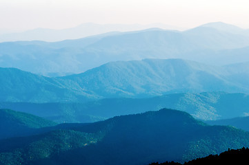 Image showing The simple layers of the Smokies at sunset - Smoky Mountain Nat.