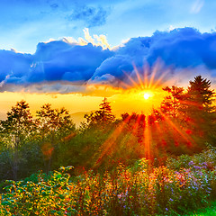 Image showing Blue Ridge Parkway late summer Appalachian Mountains Sunset West