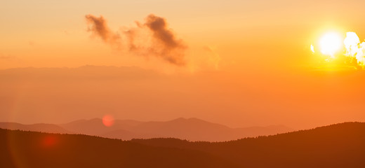 Image showing Blue Ridge Parkway Autumn Sunset over Appalachian Mountains 