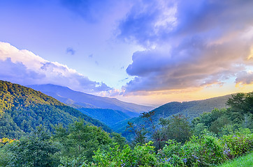 Image showing Sunrise over Blue Ridge Mountains Scenic Overlook 