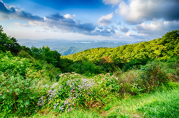 Image showing Sunrise over Blue Ridge Mountains Scenic Overlook 