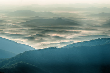 Image showing The simple layers of the Smokies at sunset - Smoky Mountain Nat.