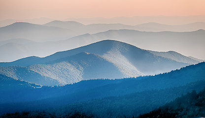 Image showing Panorama  of mountain ridges silhouettes