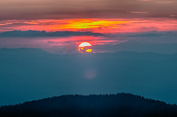 Image showing Blue Ridge Parkway Autumn Sunset over Appalachian Mountains 