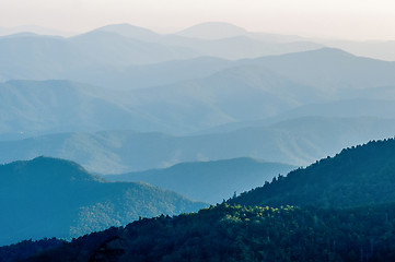Image showing The simple layers of the Smokies at sunset - Smoky Mountain Nat.