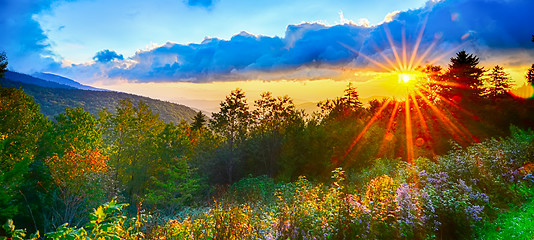 Image showing Blue Ridge Parkway late summer Appalachian Mountains Sunset West