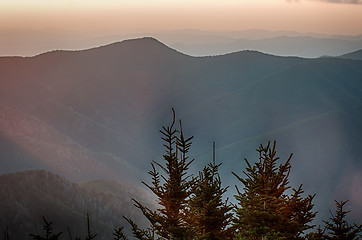 Image showing The simple layers of the Smokies at sunset - Smoky Mountain Nat.