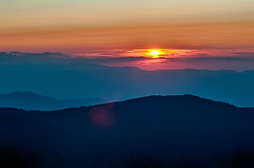 Image showing Blue Ridge Parkway Autumn Sunset over Appalachian Mountains 