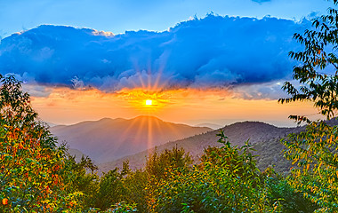 Image showing Blue Ridge Parkway late summer Appalachian Mountains Sunset West