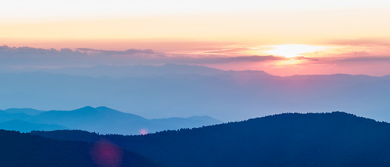 Image showing Blue Ridge Parkway Autumn Sunset over Appalachian Mountains 