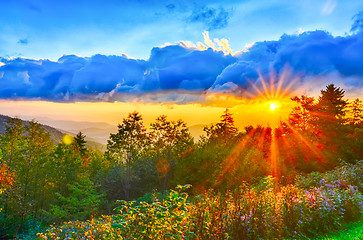 Image showing Blue Ridge Parkway late summer Appalachian Mountains Sunset West