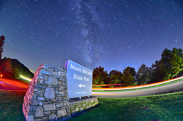 Image showing midnight at mount mitchell entrance sign